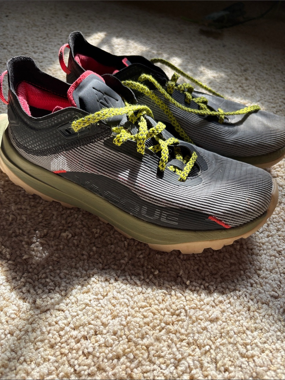 Vasque Athletic Sneakers with Olive Midsole and Neon Yellow Laces